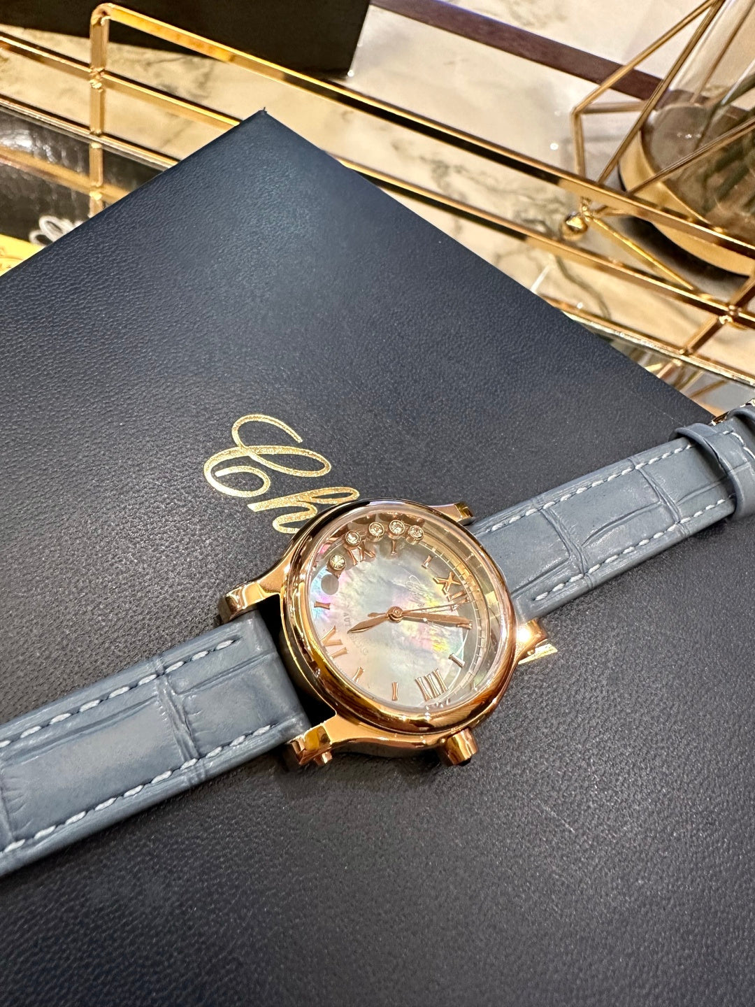 Happy Diamonds Blue Leather Watch