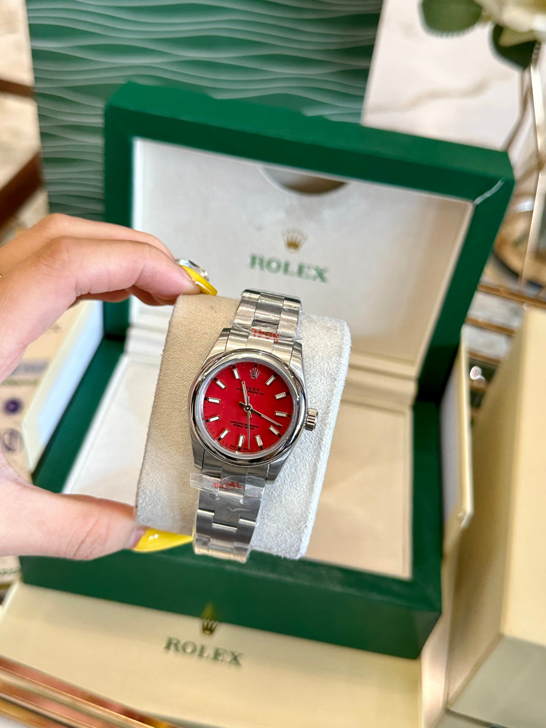 Luxury Oyster Red Dial Watch