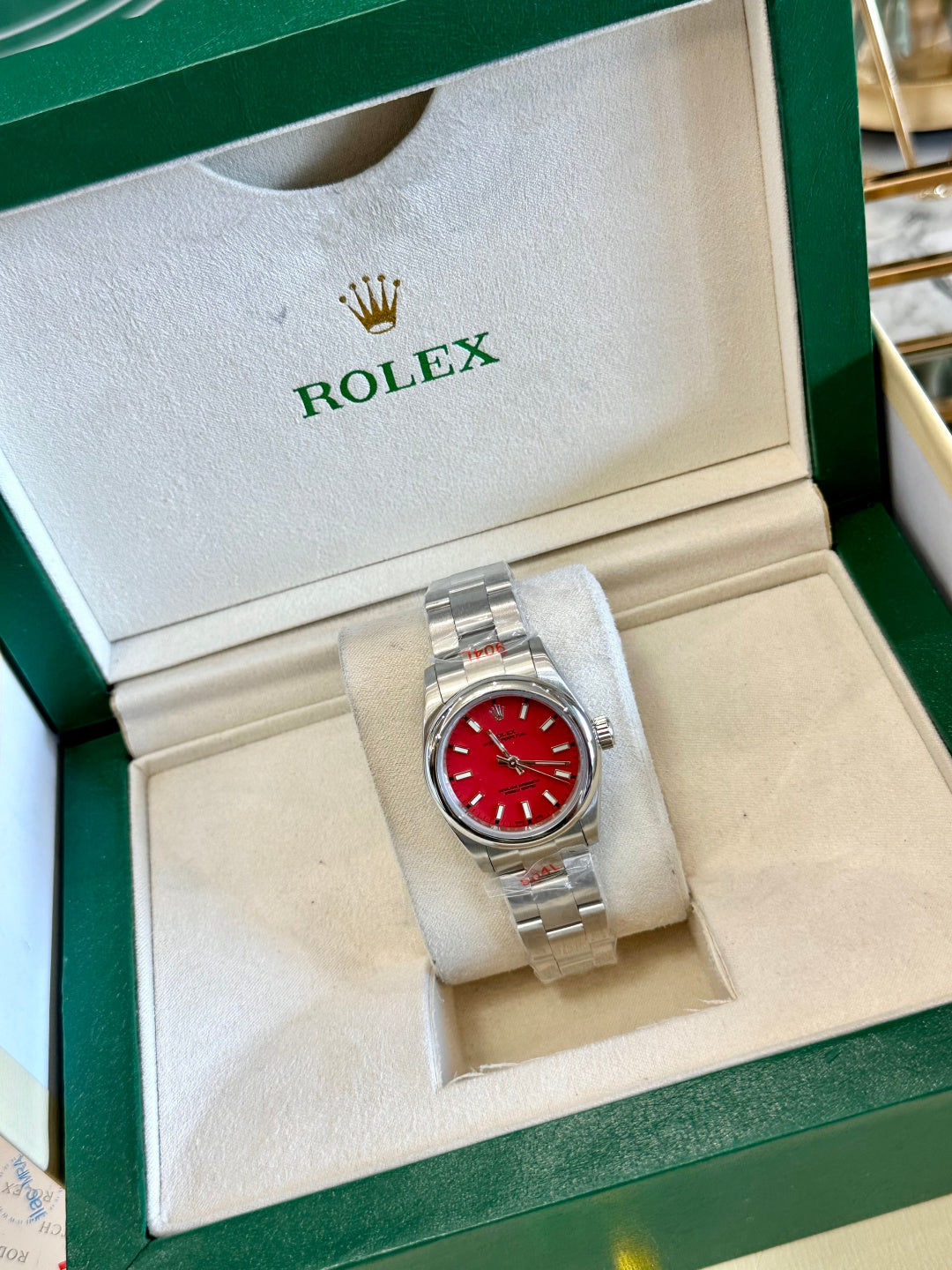 Luxury Oyster Red Dial Watch