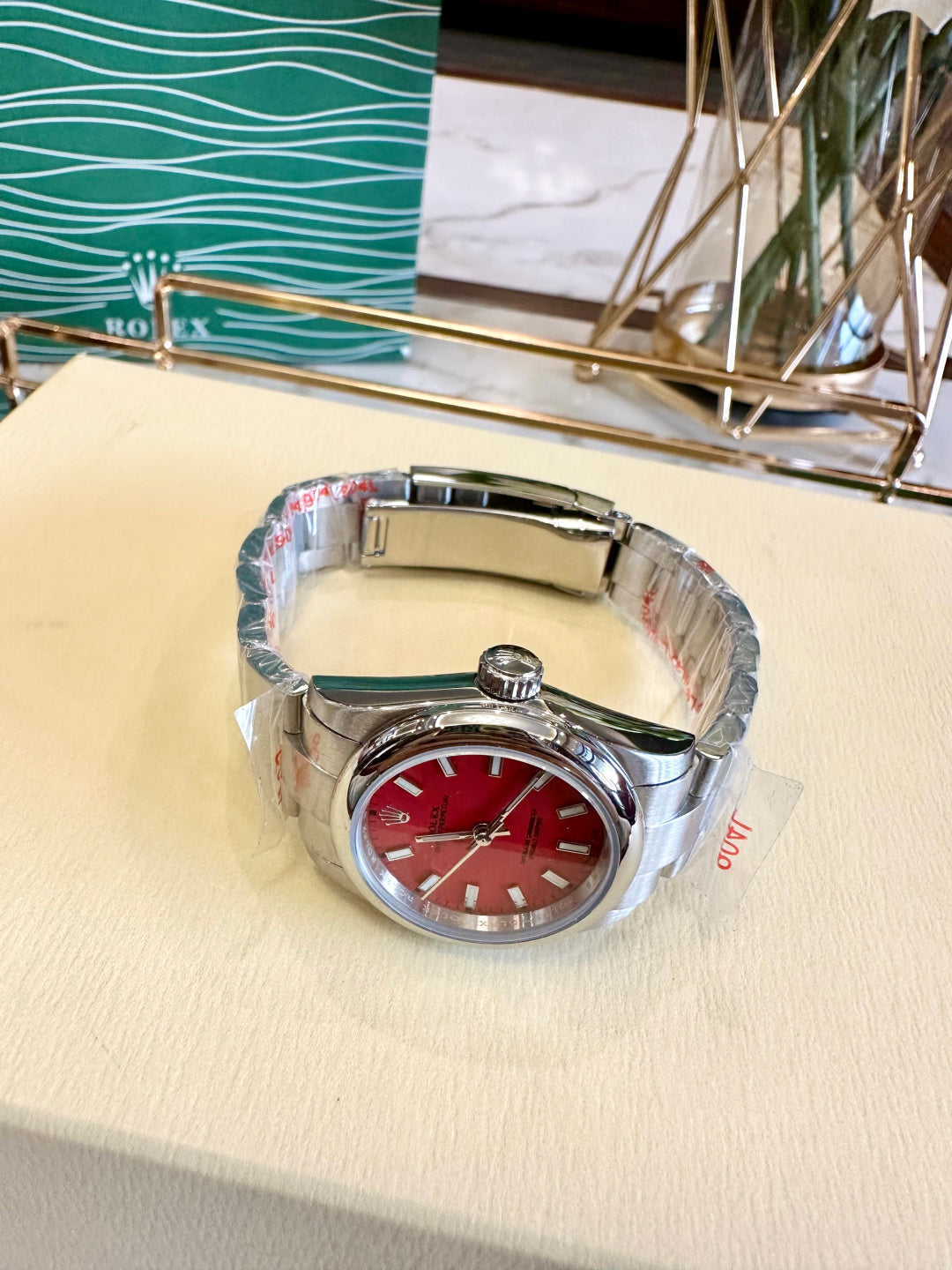 Luxury Oyster Red Dial Watch