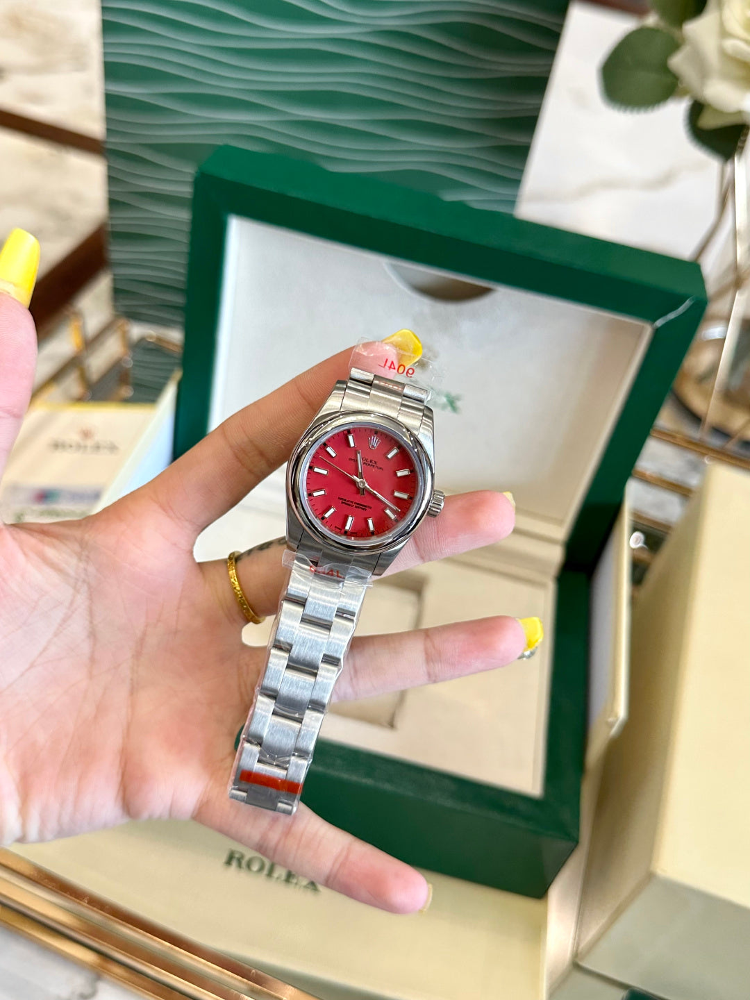 Luxury Oyster Red Dial Watch