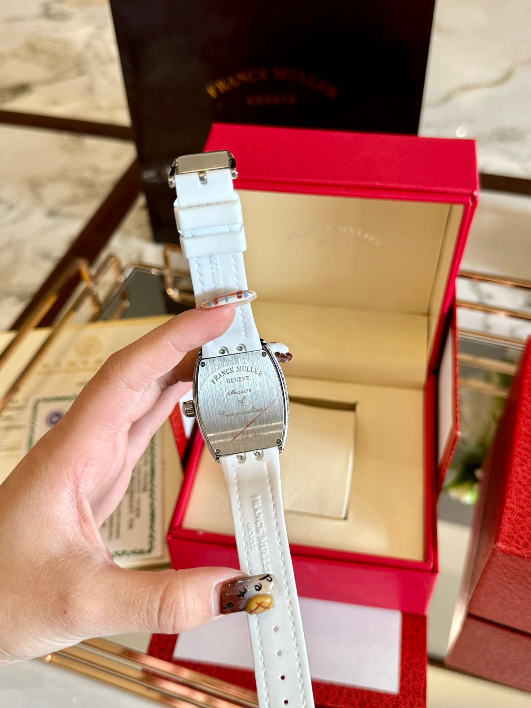 Luxury Vanguard Diamond Watch – White Crocodile Leather