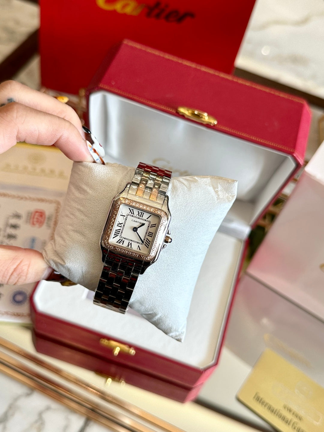 Luxury Square Diamond Bracelet Watch – Two Tone