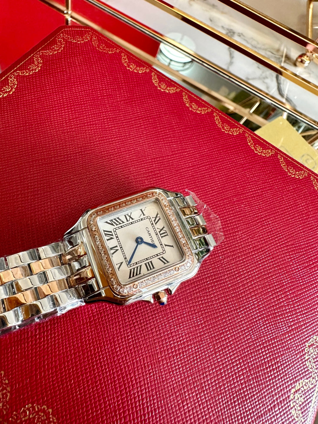Luxury Square Diamond Bracelet Watch – Two Tone