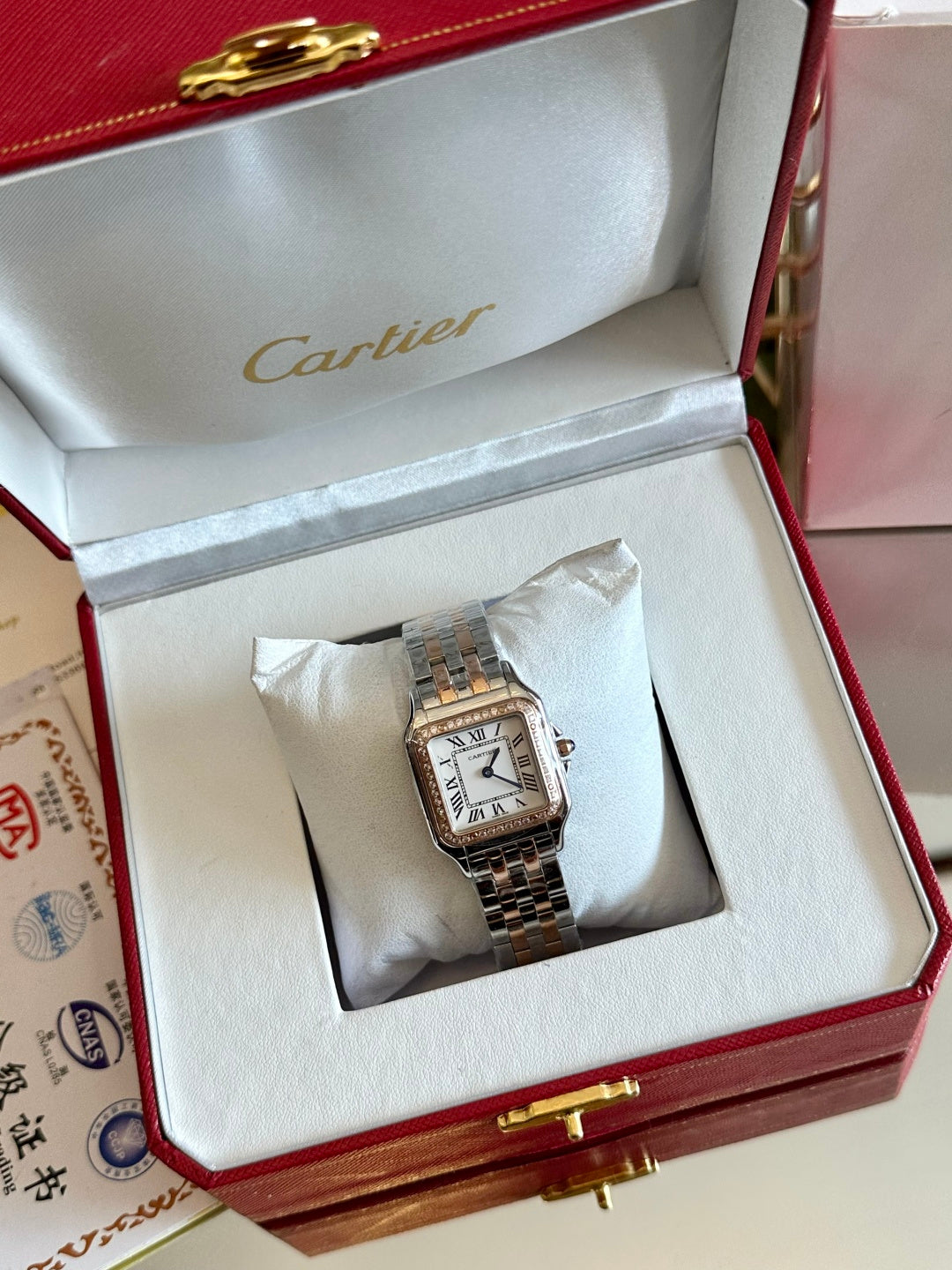 Luxury Square Diamond Bracelet Watch – Two Tone