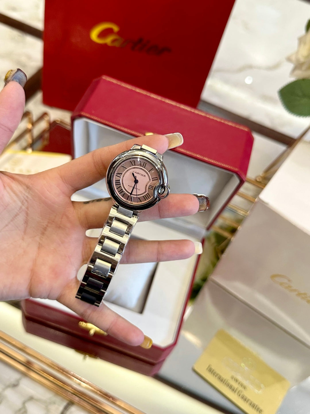 Classic Balloon Round Stainless Steel Watch – Pink Dial