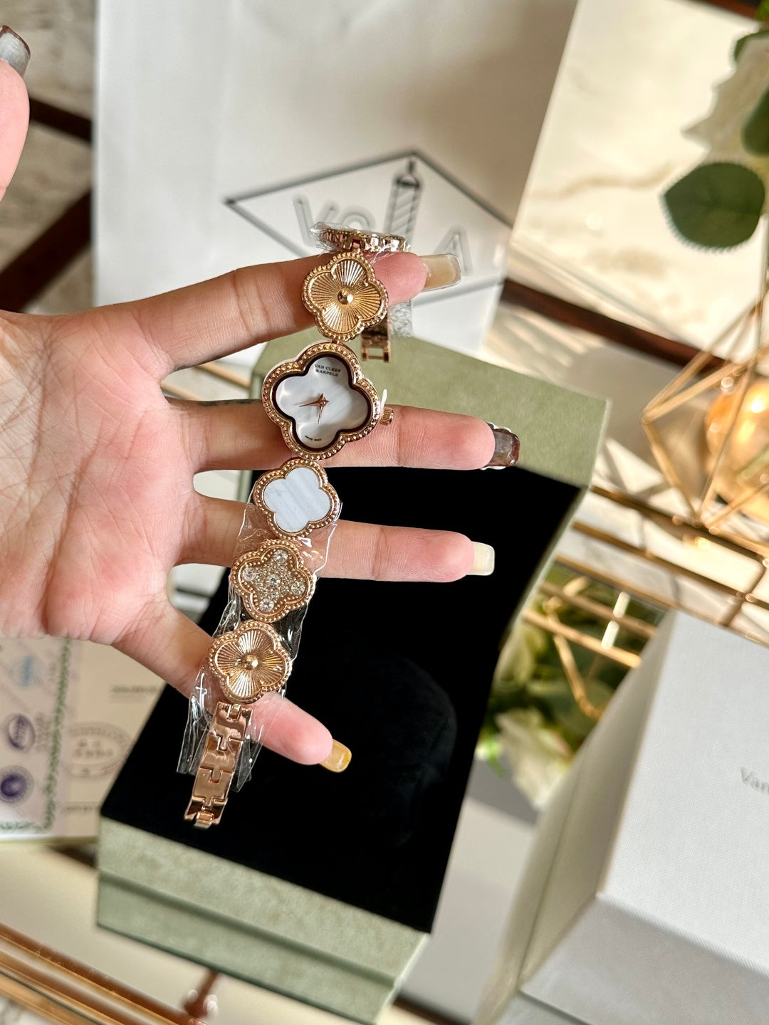 Van Cleef Gold Bracelet Watch – Mother-of-Pearl Dial