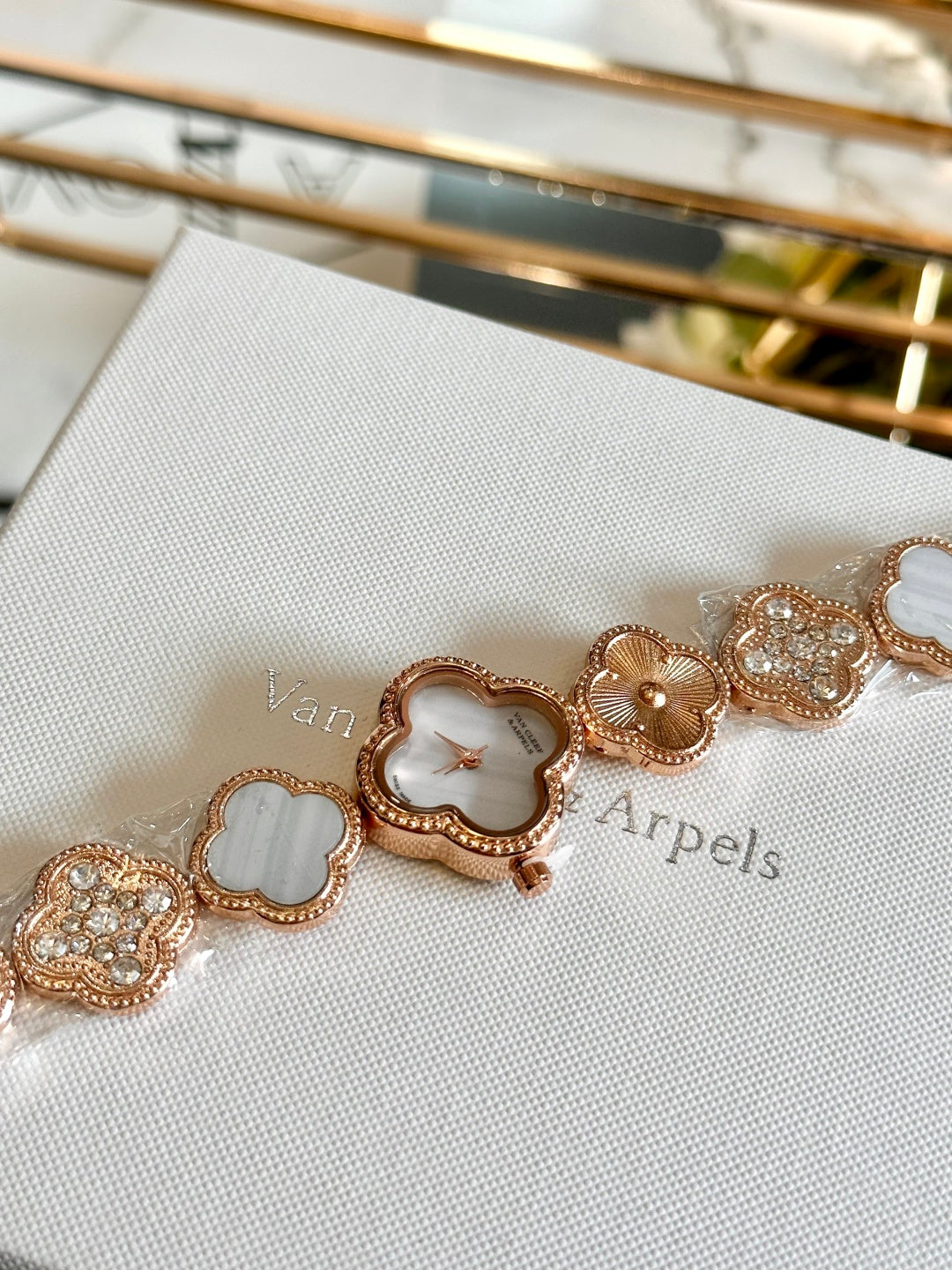 Van Cleef Gold Bracelet Watch – Mother-of-Pearl Dial