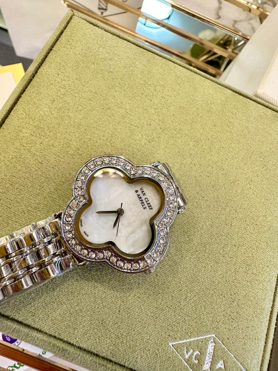 Van Cleef Crystal Bracelet Watch – Mother-of-Pearl Dial