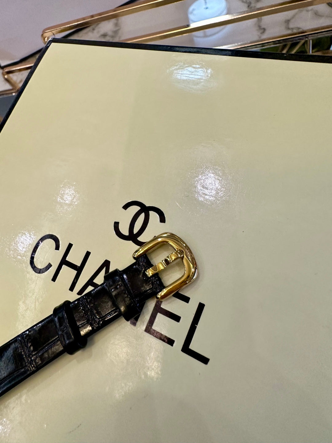 CH Première Ribbon Watch – Black Leather Strap