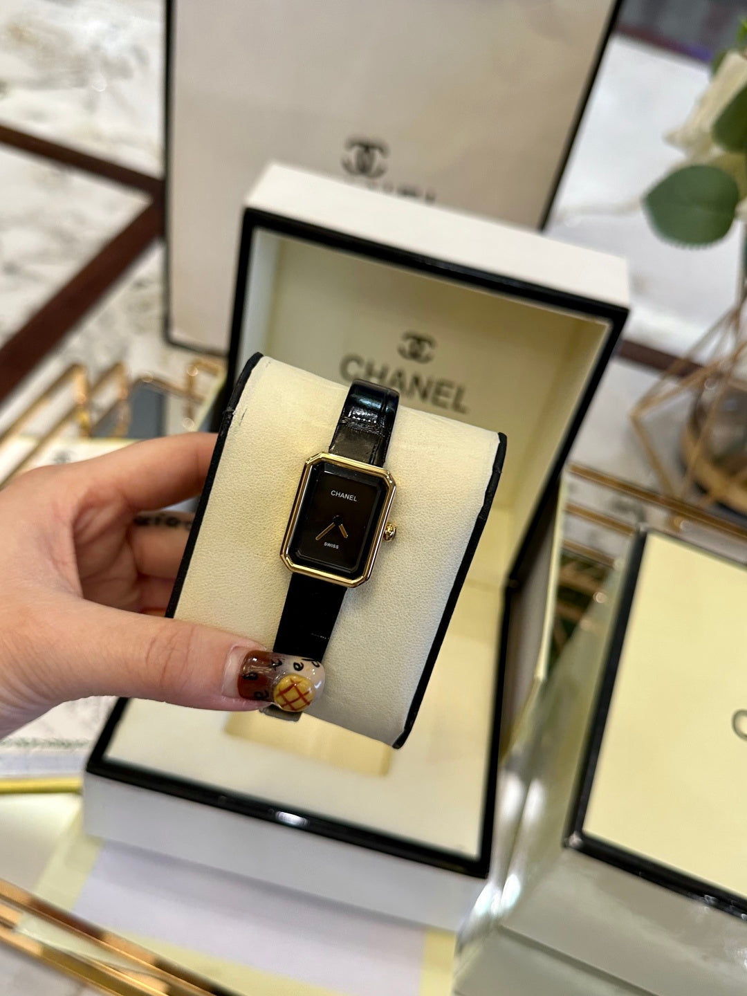 CH Première Ribbon Watch – Black Leather Strap