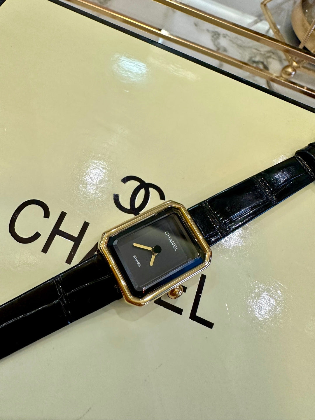 CH Première Ribbon Watch – Black Leather Strap