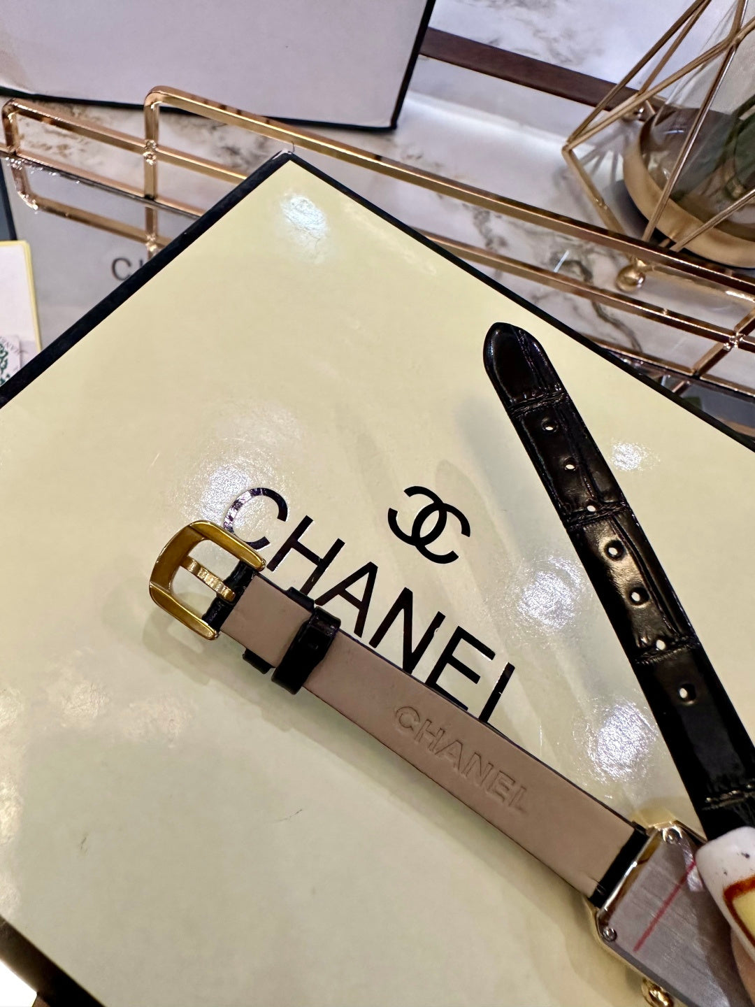 CH Première Ribbon Watch – Black Leather Strap