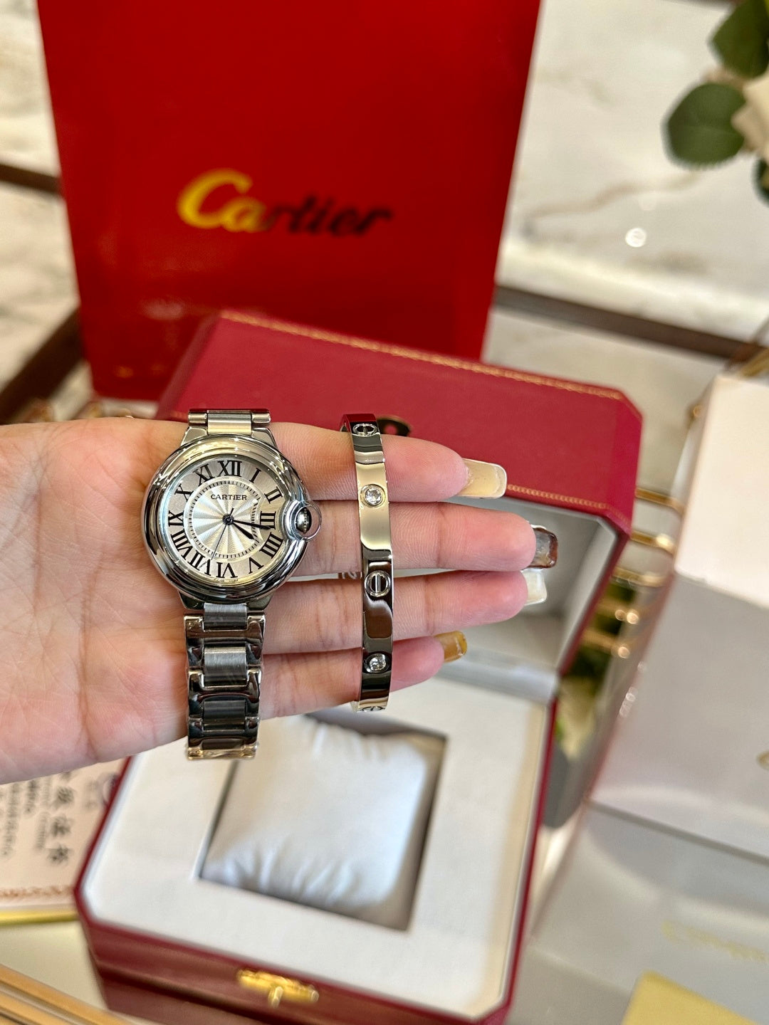 Ballon Bleu Diamond Bezel Stainless Steel Watch Set