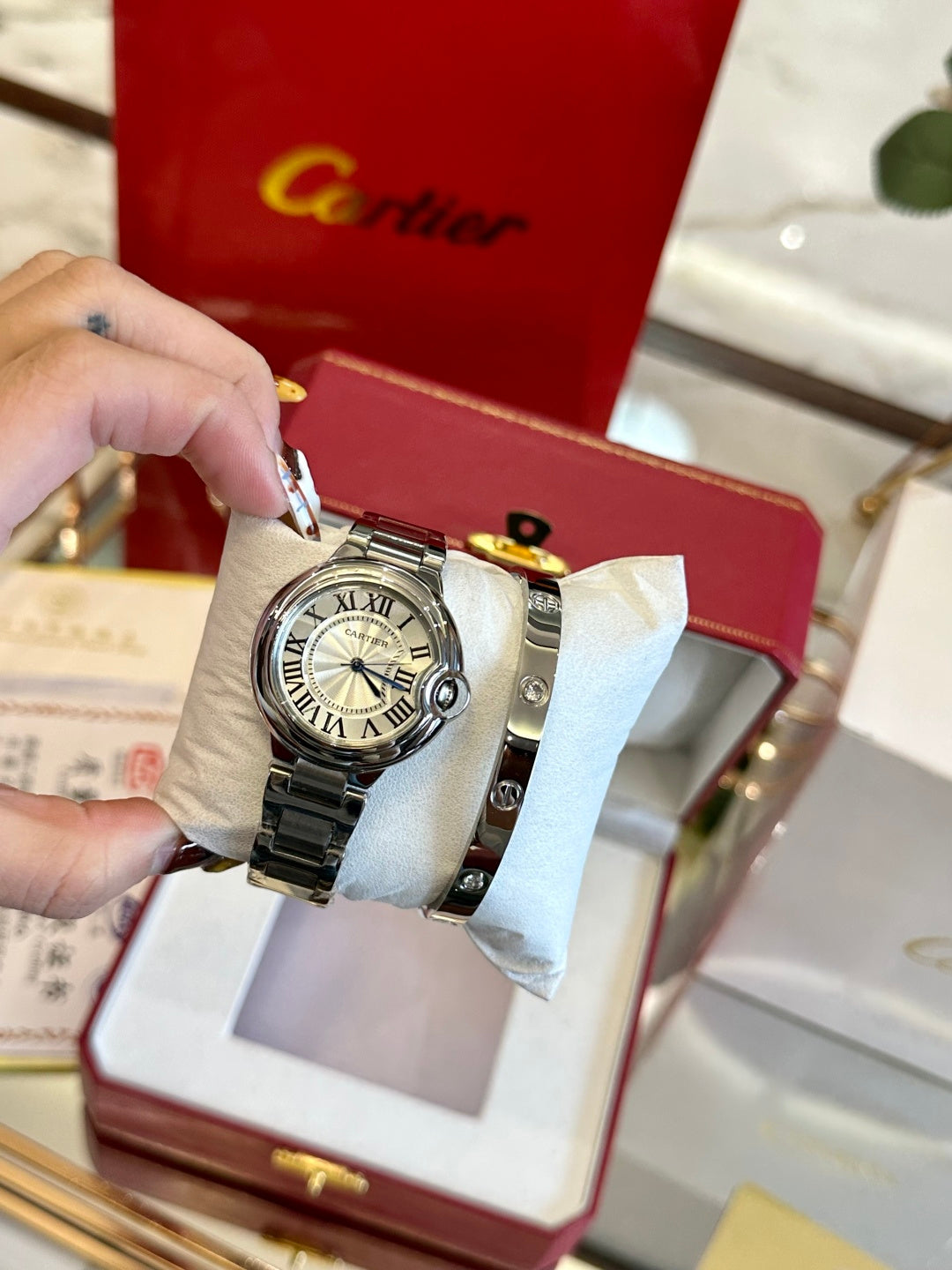 Ballon Bleu Diamond Bezel Stainless Steel Watch Set