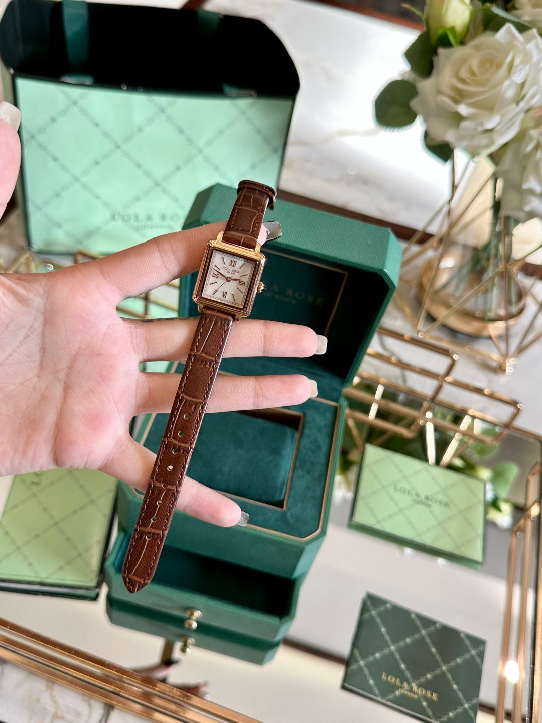 Classic Rectangular Leather Watch