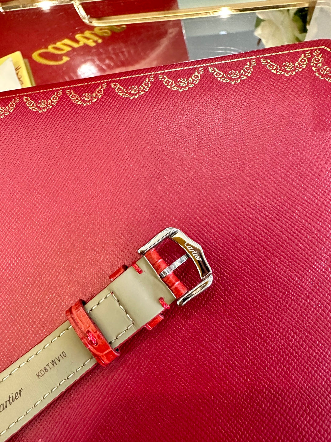 Classic Square Leather Watch – Red Alligator Strap
