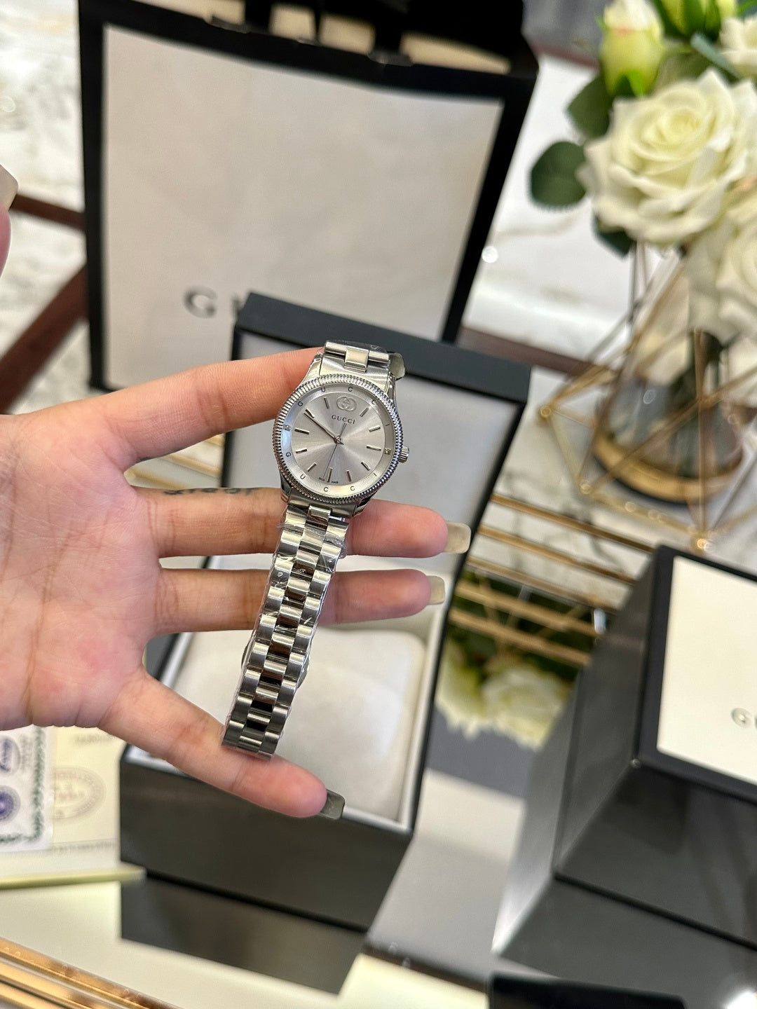 Luxury Silver Women's Watch | Elegant Quartz Waterproof Watch