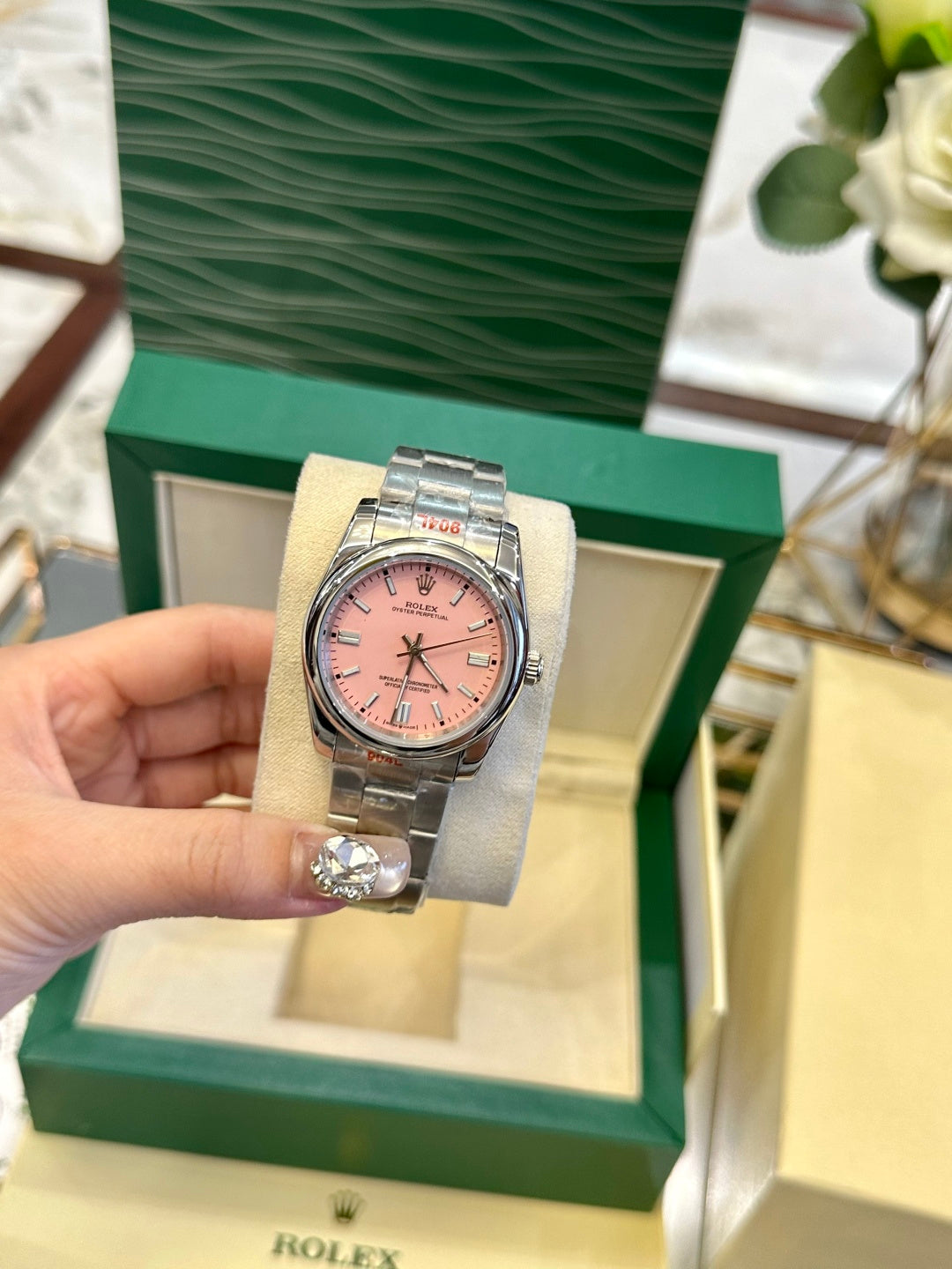 Oyster Perpetual Pink Dial Watch
