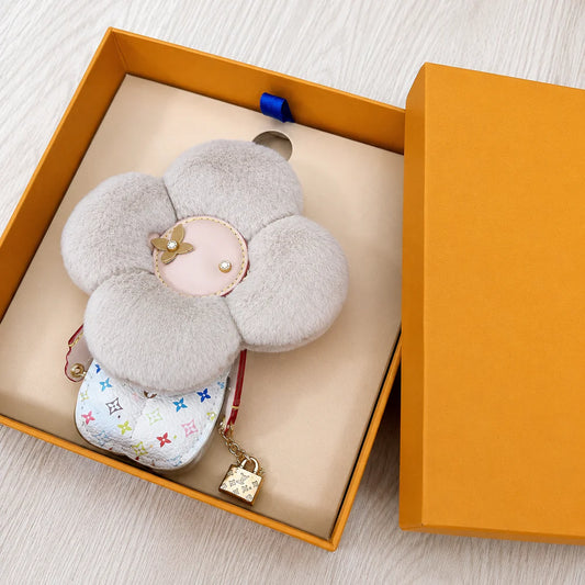Luxury-Inspired Fashionista Plush Flower Bag Charm