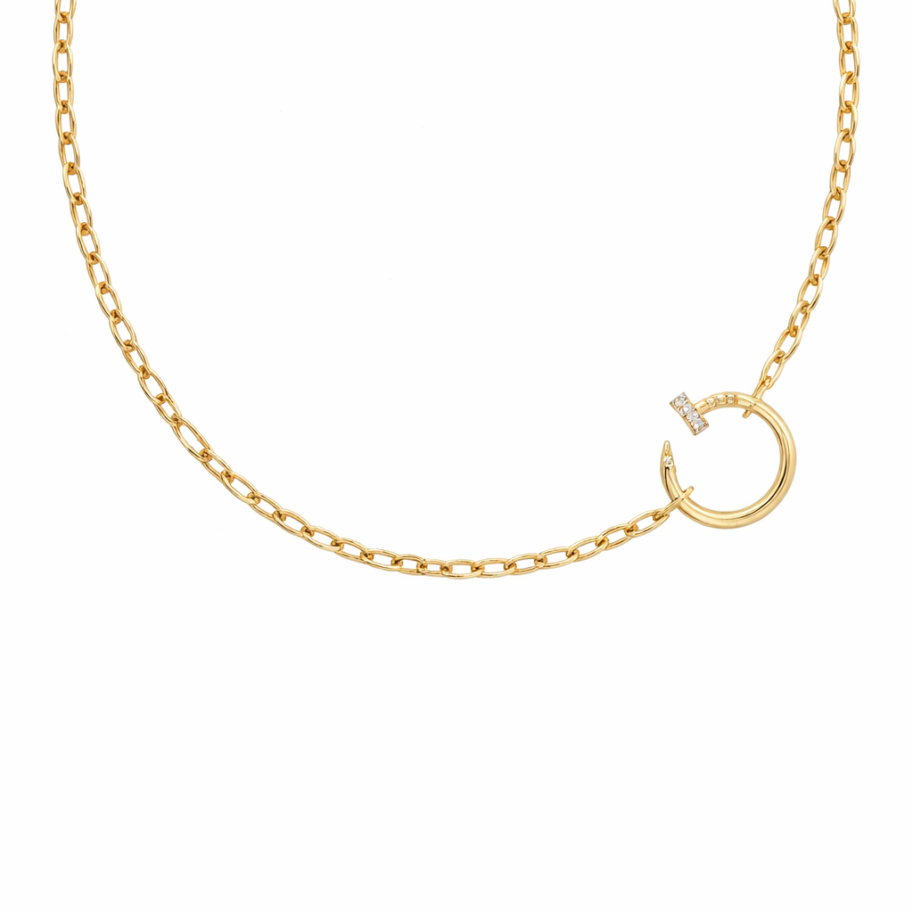 Diamond Nail Chain Necklace