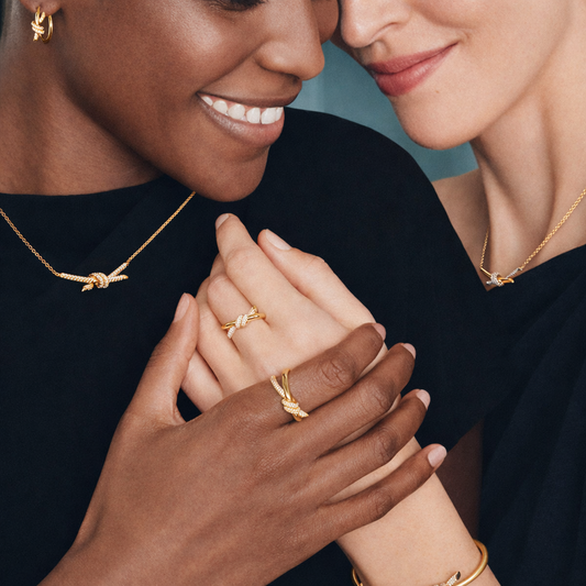 18K Thick Gold Plated Knot Set – Luxury Necklace and Ring Jewelry Set