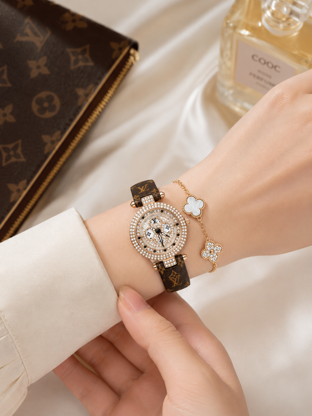 Luxury Monogram Watch & Bracelet Set