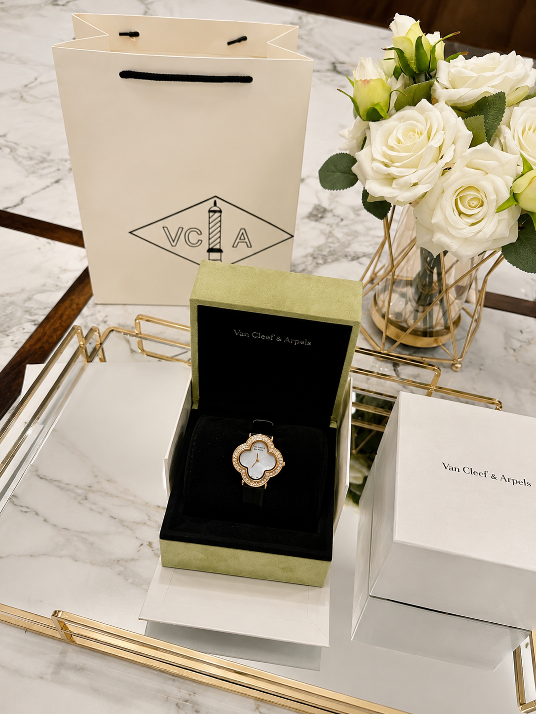 Clover Royale Diamond Leather Watch