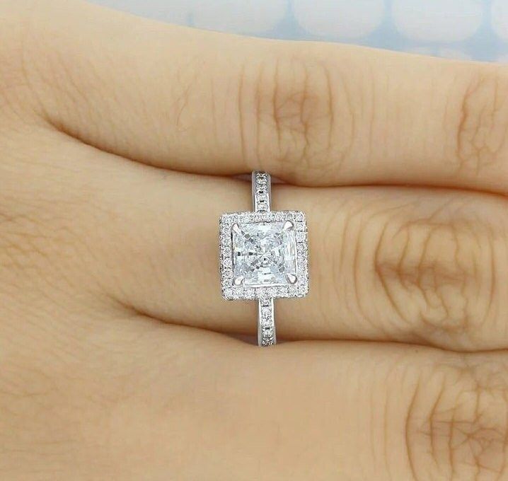 Princess Cut Halo Ring
