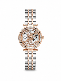 Tambour Monogram Diamond Watch – Rose Gold Two-Tone Bracelet