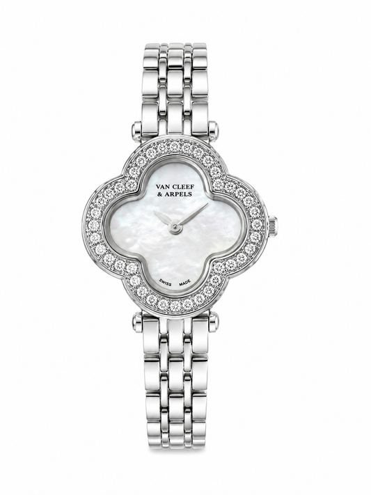 Van Cleef Crystal Bracelet Watch – Mother-of-Pearl Dial