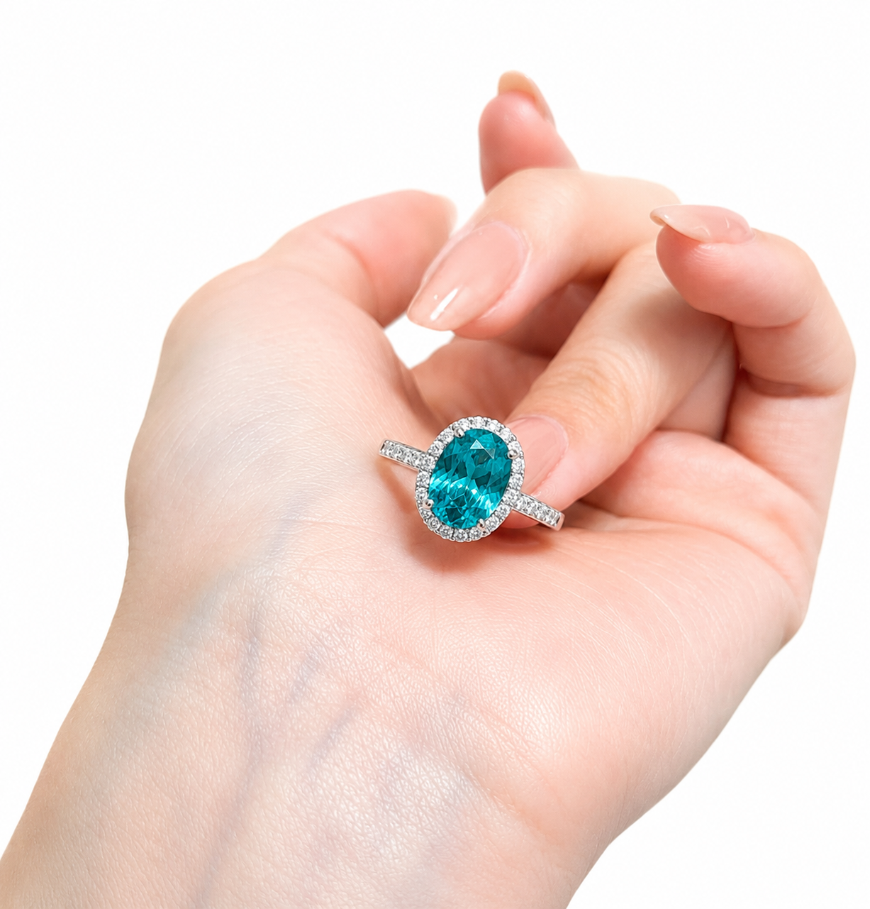 Ocean Halo Ring – Paraiba-Inspired Blue Statement Ring