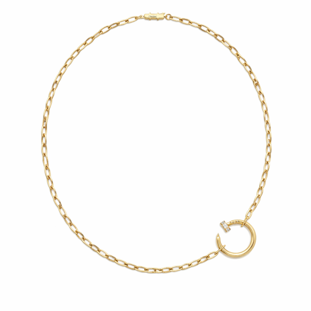 Diamond Nail Chain Necklace