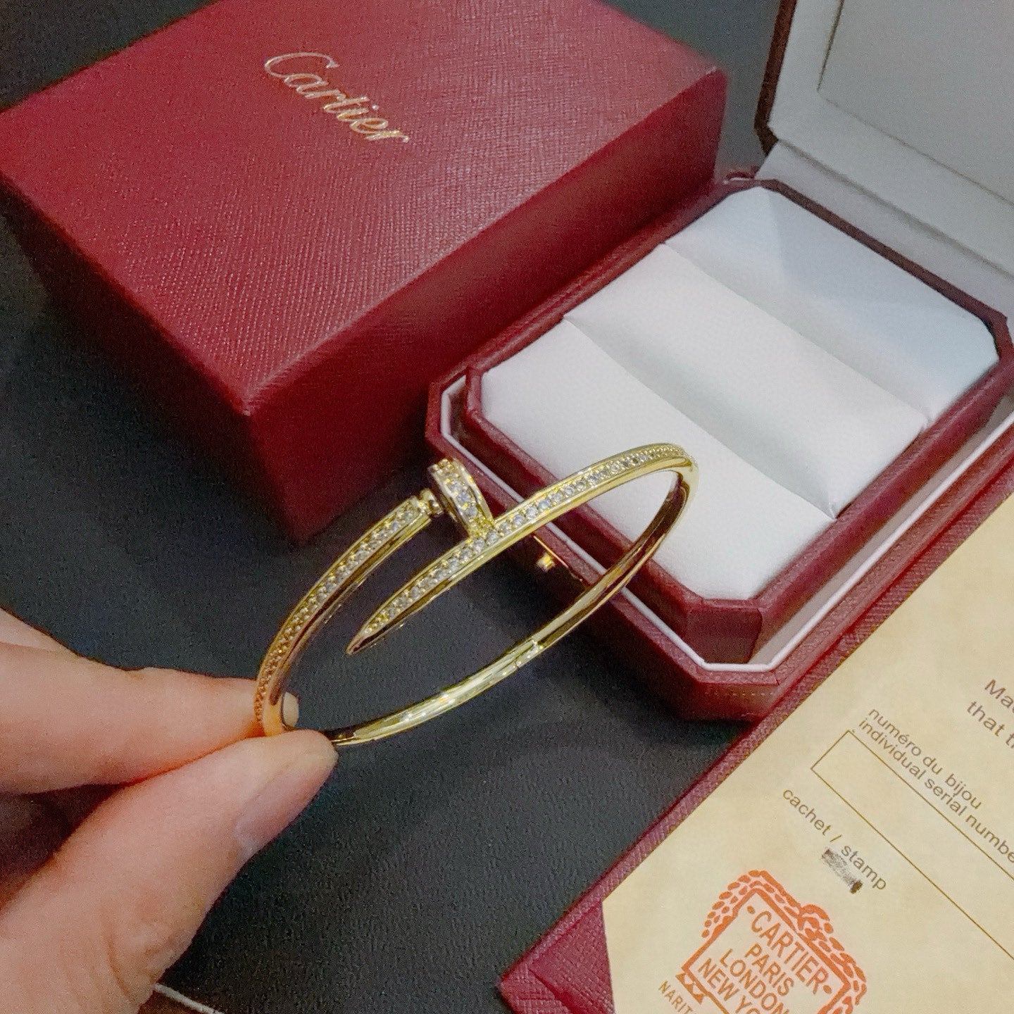 Diamond Nail Bangle Bracelet