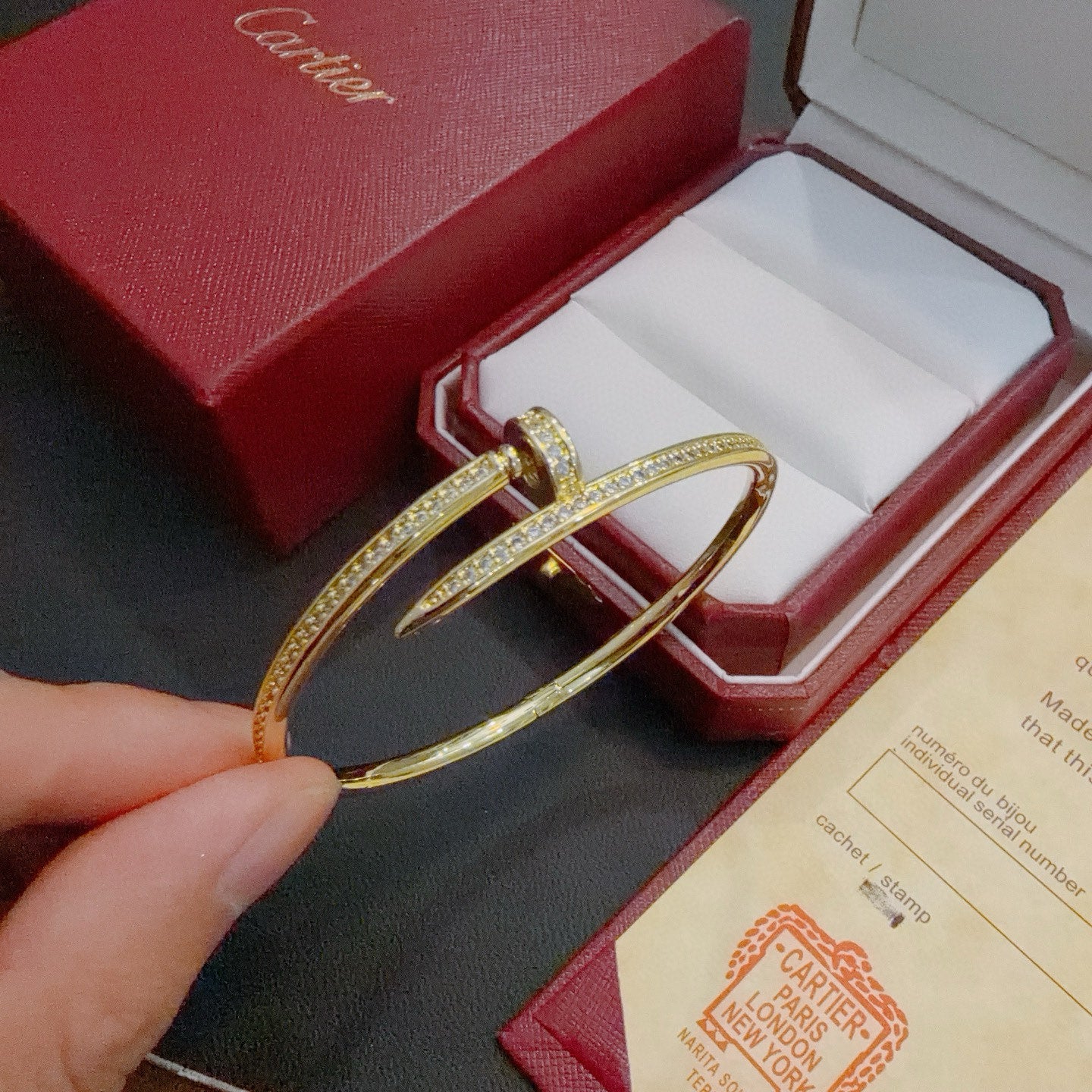 Diamond Nail Bangle Bracelet