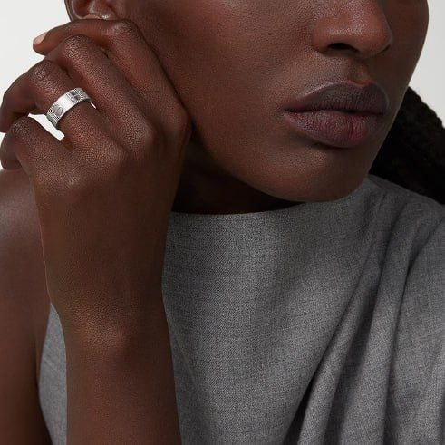Textured Screw Love Band Ring