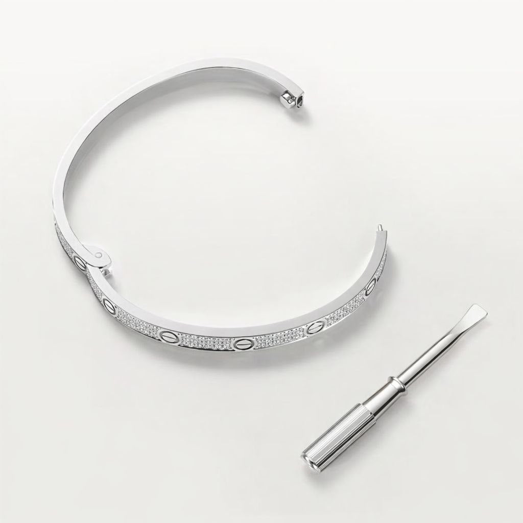 Crystal Screw Bangle Bracelet – 18K Gold Plated Luxury Bracelet