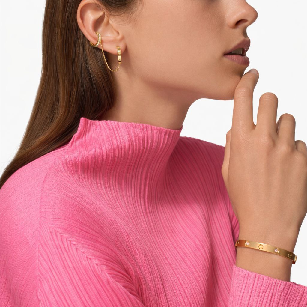 Double Chain Ear Cuff Hoop Earrings