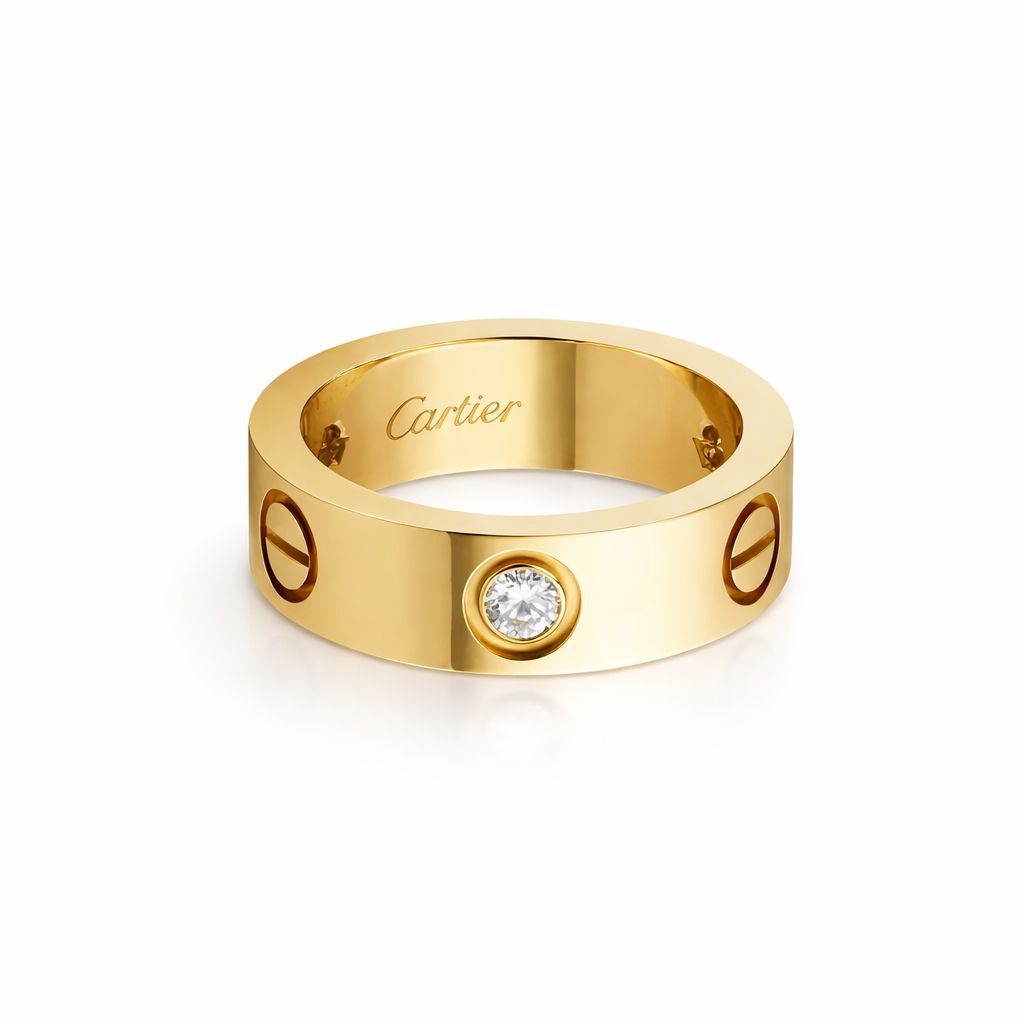 Crystal Love Screw Band Ring – 18K Gold Plated