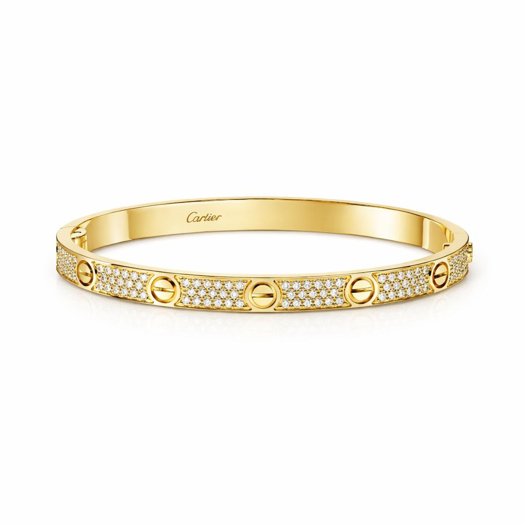 Crystal Screw Bangle Bracelet – 18K Gold Plated Luxury Bracelet