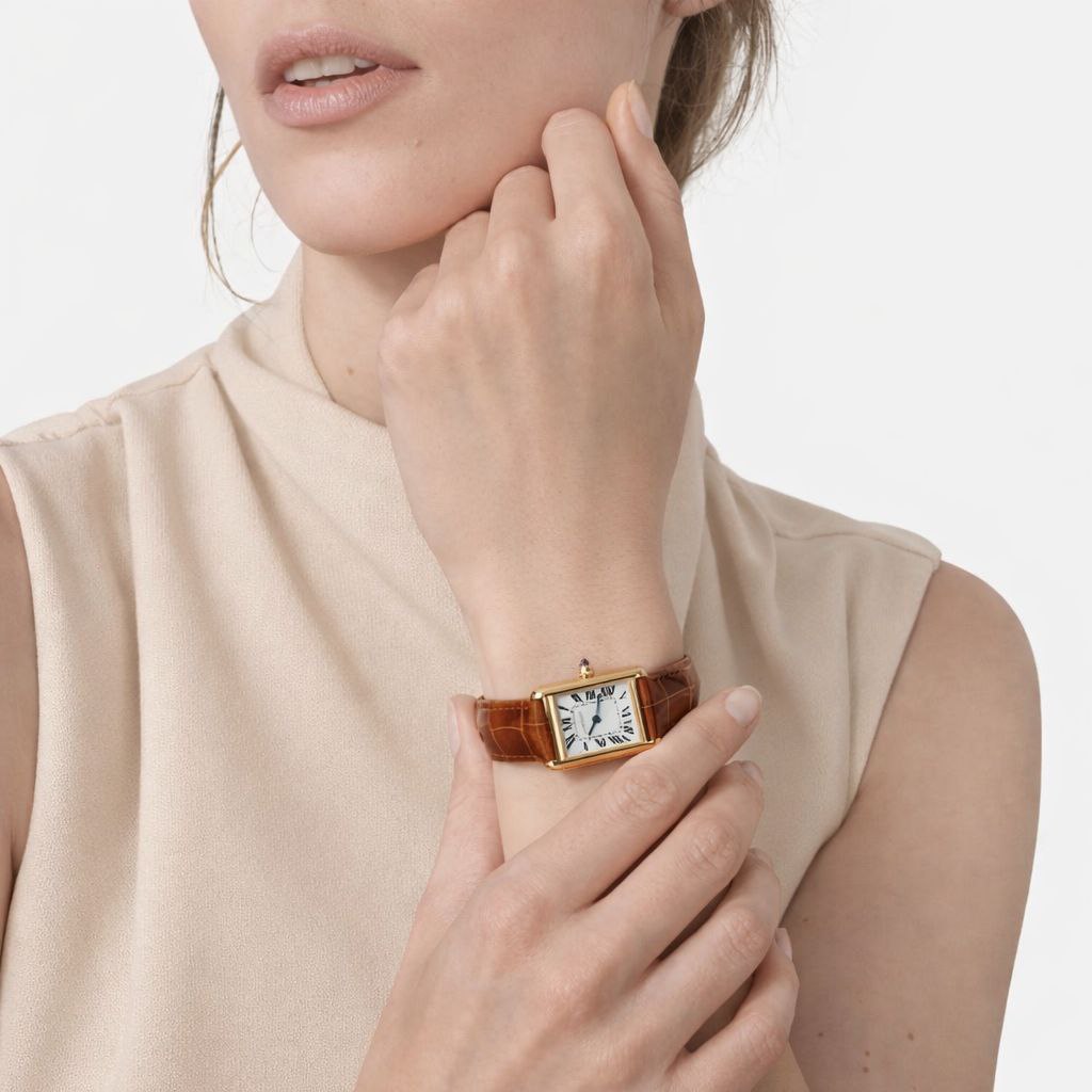 Classic Rectangular Leather Strap Watch