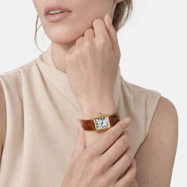 Classic Rectangular Leather Strap Watch