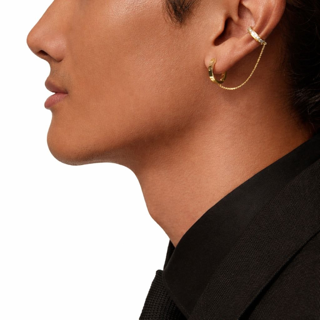 Double Chain Ear Cuff Hoop Earrings