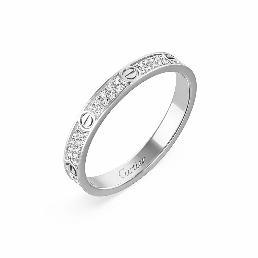 Crystal Screw Love Band Ring