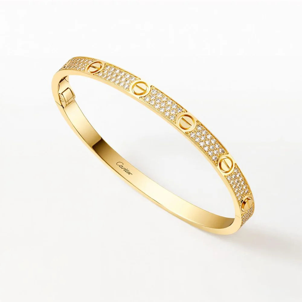 Luxury Screw Diamond Bracelet – 18K Gold Plated Bangle