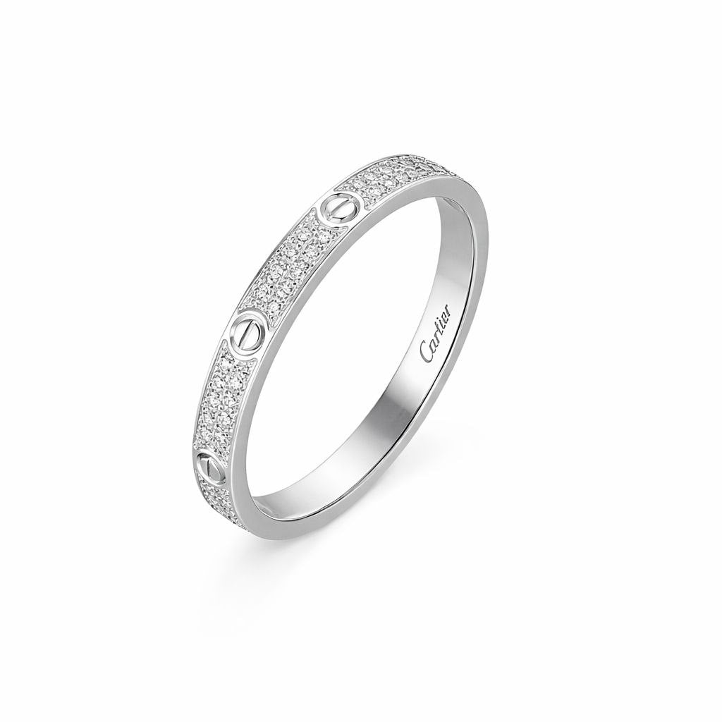 Crystal Screw Love Band Ring