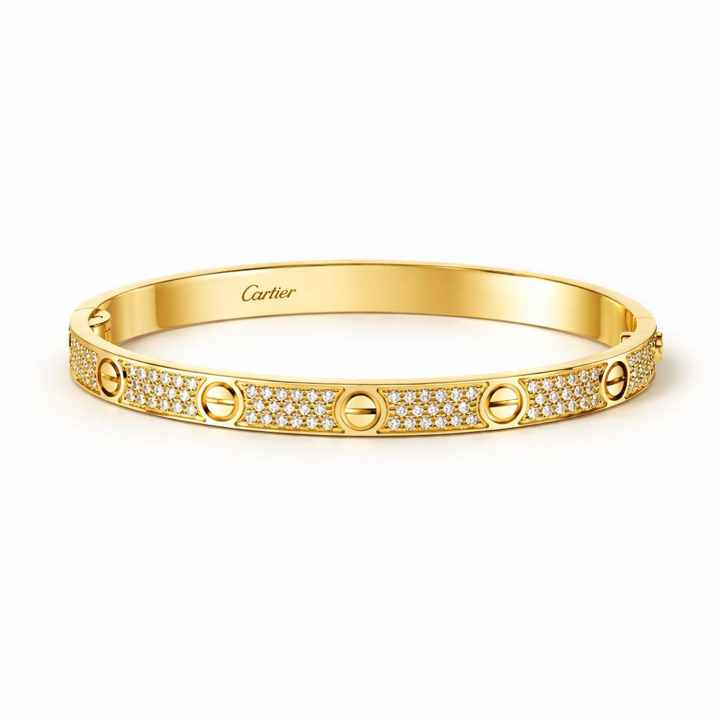 Crystal Screw Bangle Bracelet – 18K Gold Plated Luxury Bracelet