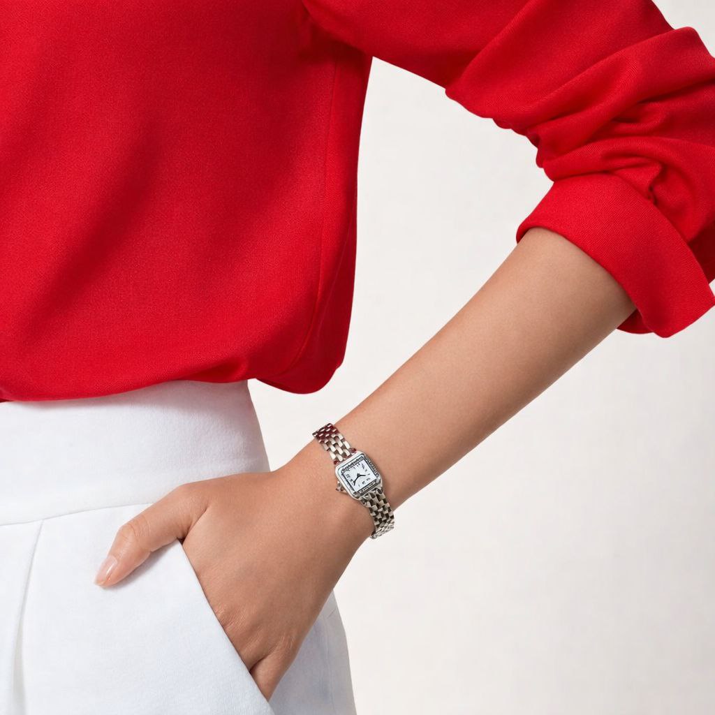 Elegant Square Dial Stainless Steel Watch