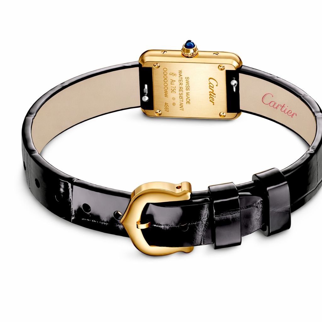 Tank Watch Leather Strap  – Gold & Black