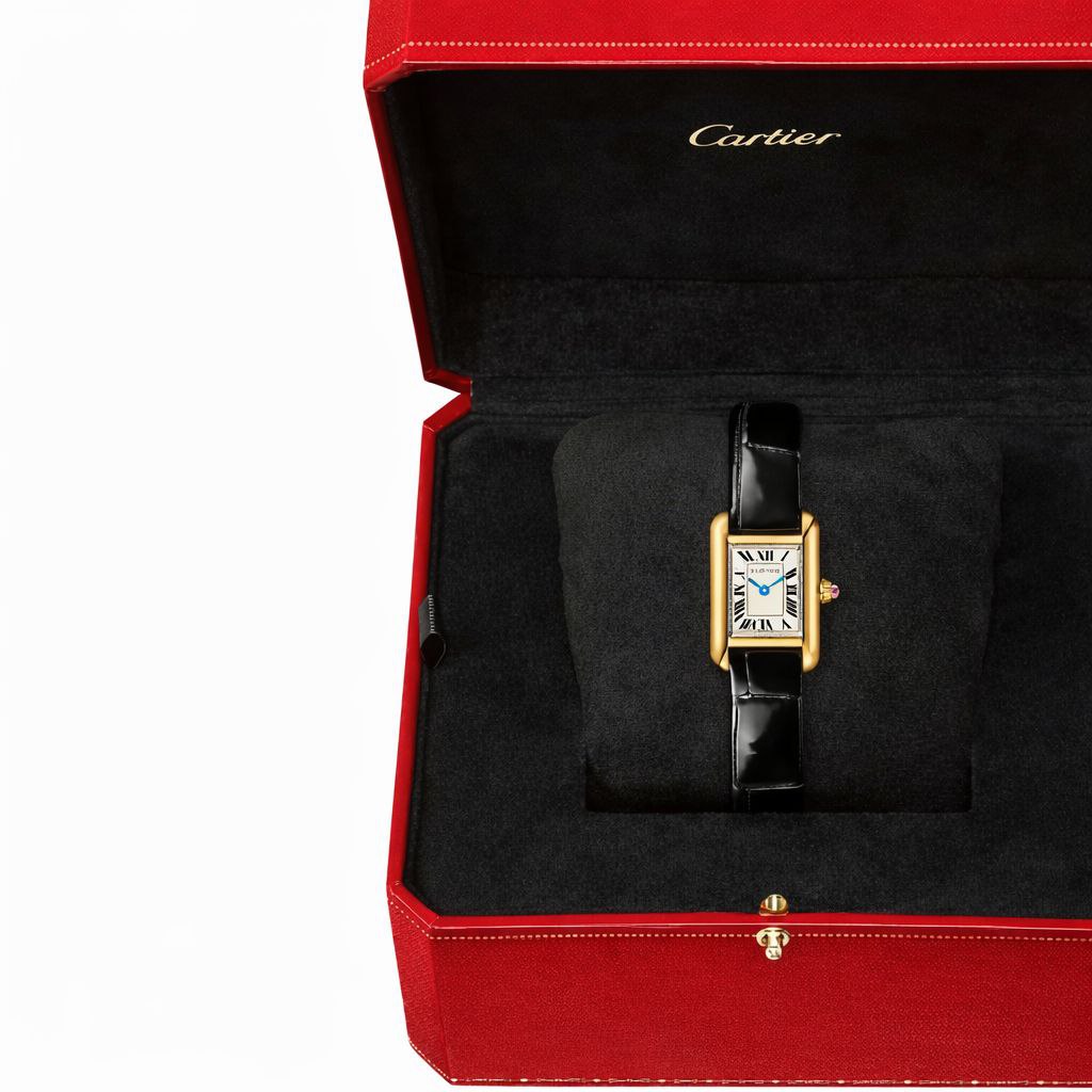 Tank Watch Leather Strap  – Gold & Black